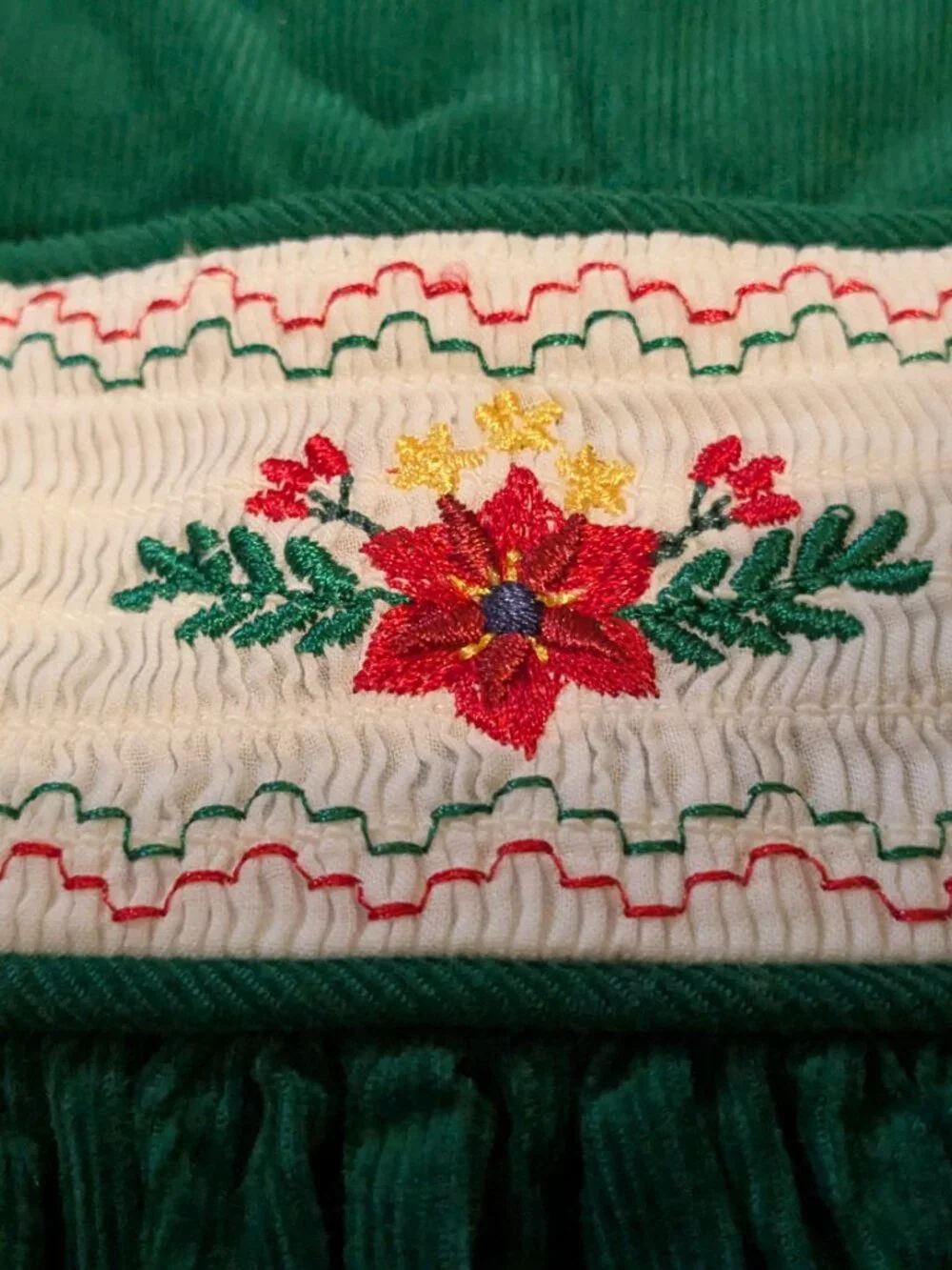 Vintage Style Bonnie Jean Green Corduroy Holiday Christmas Dress Girls 5T